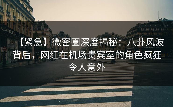 【紧急】微密圈深度揭秘：八卦风波背后，网红在机场贵宾室的角色疯狂令人意外