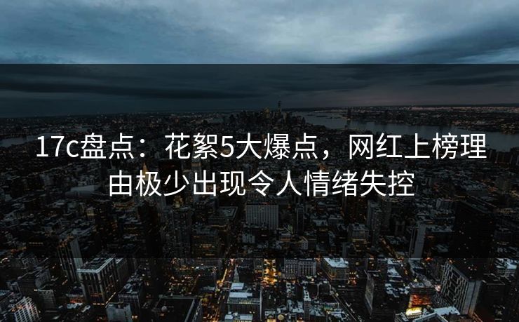 17c盘点：花絮5大爆点，网红上榜理由极少出现令人情绪失控